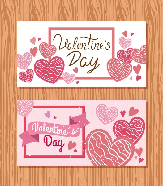 Conjunto de cartões de Dia Feliz dos Namorados — Vetor de Stock