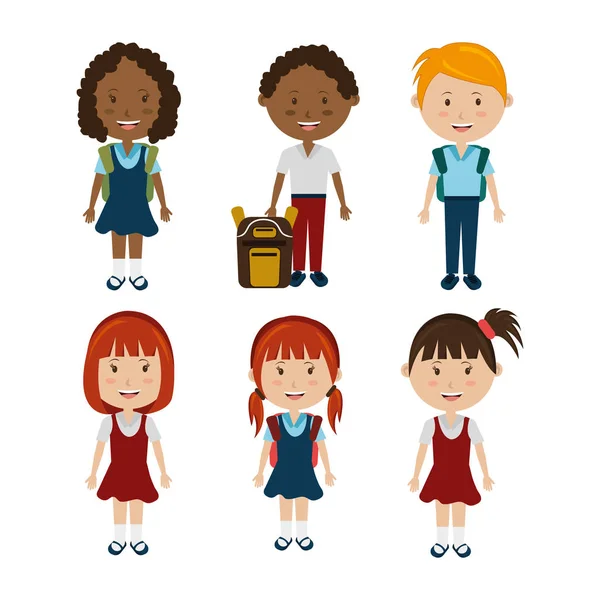 Groupe de petits élèves personnages — Image vectorielle