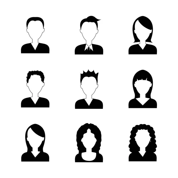 Silhouettes of group faces of business people — Stock Vector