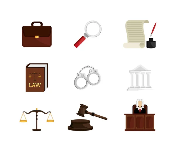 Set of legal law and justice icons — Stock Vector