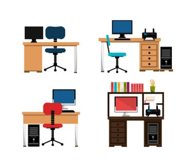 teçhizat ofis simgeleri seti