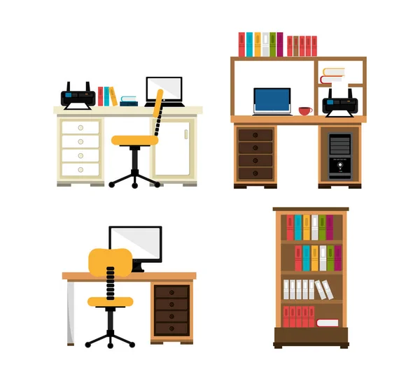 Set of equipments office icons — Stock Vector