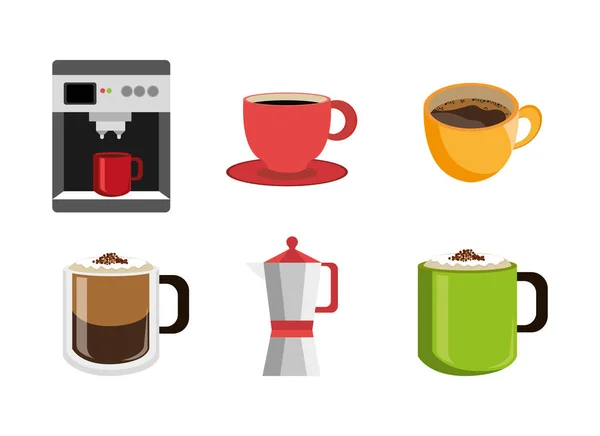 Reihe köstlicher Kaffee-Ikonen — Stockvektor