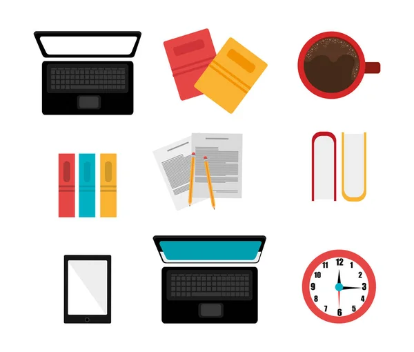 Set of equipments office icons — Stock Vector