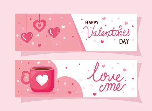 Conjunto de tarjetas feliz día de San Valentín — Vector de stock