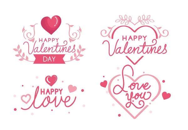 Ensemble de cartes de Saint Valentin heureux — Image vectorielle