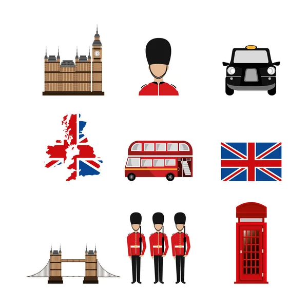 Zbiór ikon kultury brytyjskiej — Wektor stockowy