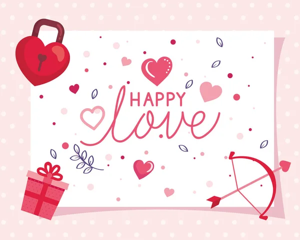 Tarjeta feliz día de San Valentín con decoración — Vector de stock