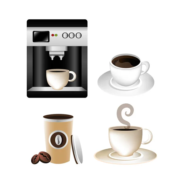 Sada lahodných kávových ikon — Stockový vektor