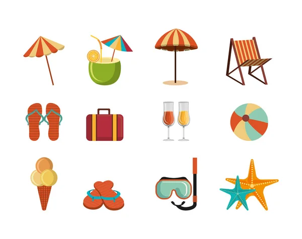 Conjunto de iconos de temporada de verano — Archivo Imágenes Vectoriales