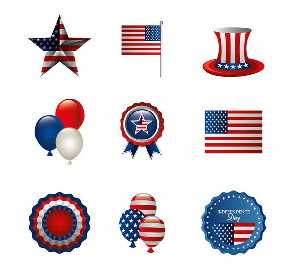 Bundel van onafhankelijkheid usa pictogrammen — Stockvector