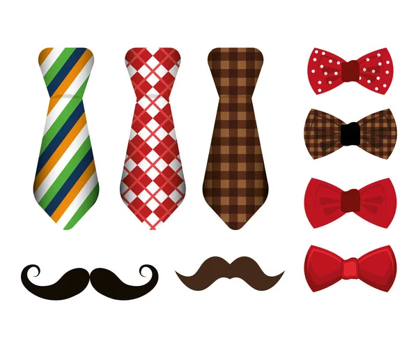 Ensemble de cravates et accessoires masculin — Image vectorielle