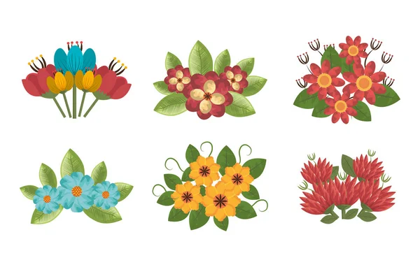 Paquet de fleurs naturelles icônes — Image vectorielle