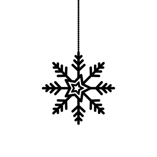 Snowflake christmas hanging isolated icon — Stock Vector