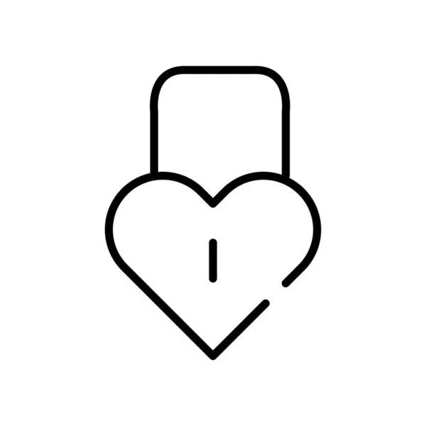 Λουκέτο σε σχήμα καρδιά γραμμή στυλ εικονίδιο — Διανυσματικό Αρχείο