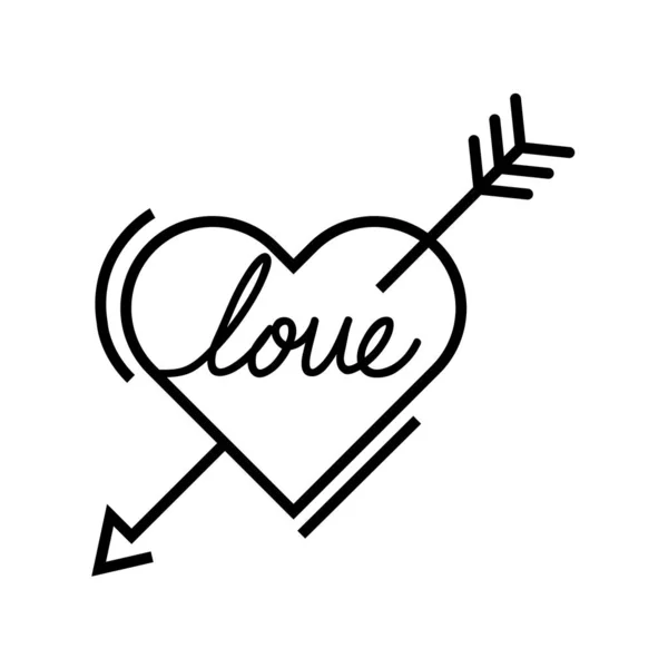 Amor letras en el corazón con flecha icono aislado — Archivo Imágenes Vectoriales