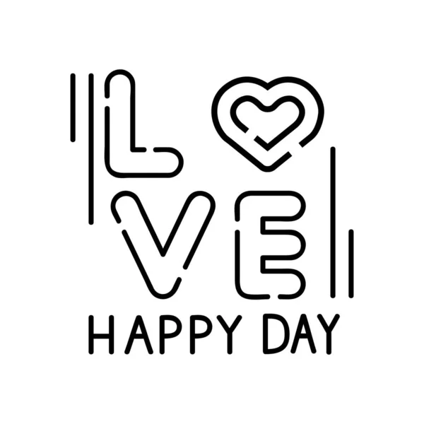 Láska šťastný den psaní se srdcem — Stockový vektor