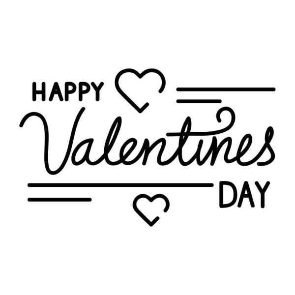 Gelukkige Valentijnsdag belettering met hart decoratie — Stockvector
