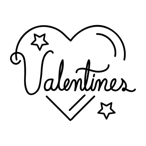 Letras de San Valentín en el corazón con estrellas — Vector de stock