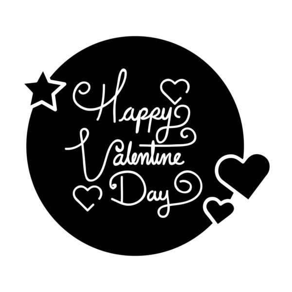 Feliz dia dos namorados lettering com corações e estrelas — Vetor de Stock