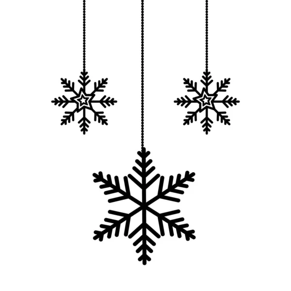 Snöflingor jul hängande isolerad ikon — Stock vektor