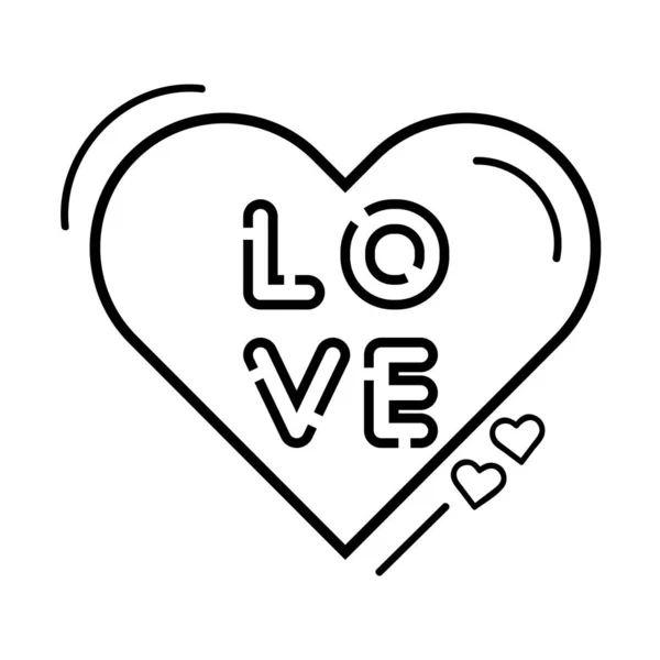 Love lettering in heart isolated icon — Stock Vector