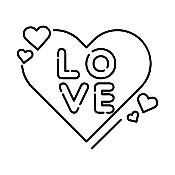 Love lettering in heart isolated icon — Stock Vector