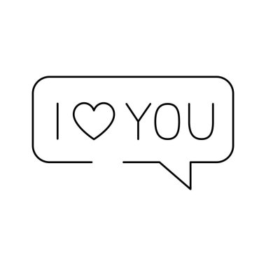 beyaz arka plan üzerinde kalp ile konuşma kabarcık silueti