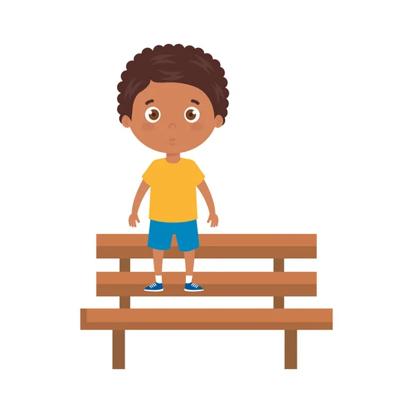 Pojke på park stol på vit bakgrund — Stock vektor