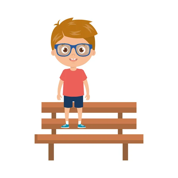Boy on park chair on white background — Stock Vector