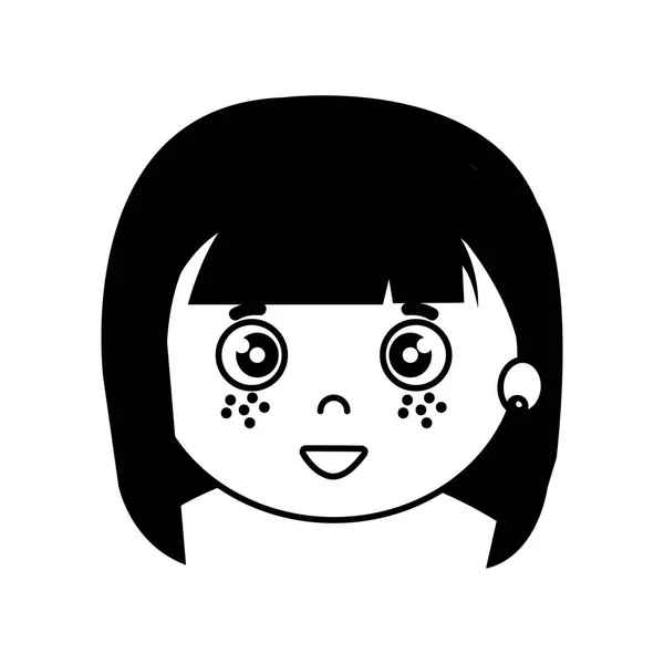 Silhouette de tête de fille sur fond blanc — Image vectorielle