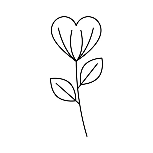 Silueta květiny s listy na bílém pozadí — Stockový vektor