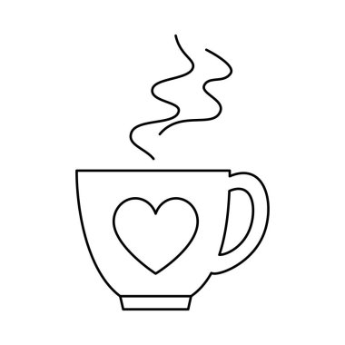 Beyaz arka planda bir fincan kahvenin silüeti