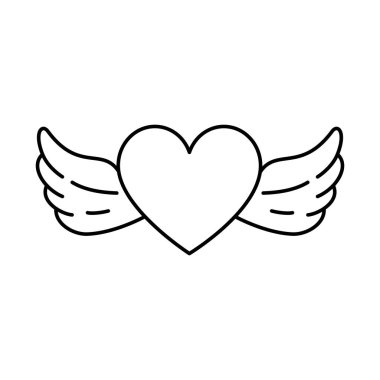 beyaz arkaplanda kanatları olan kalp