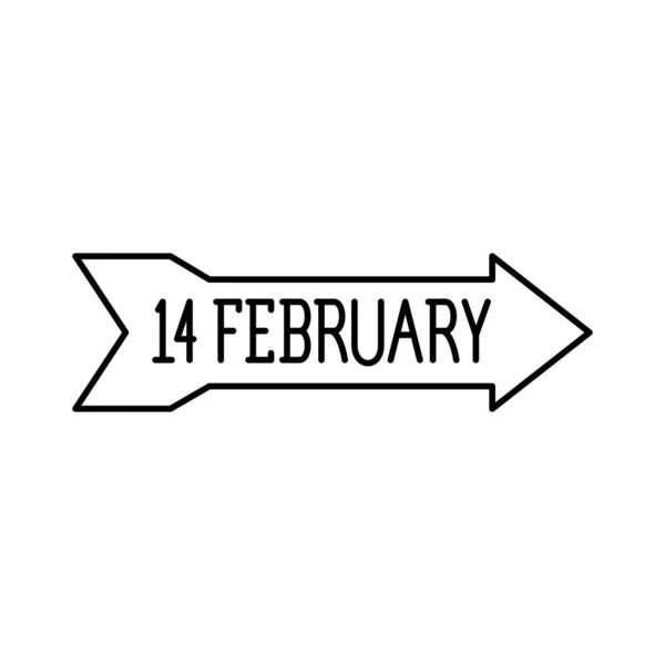 14 februari label, romantische valentijn belettering — Stockvector