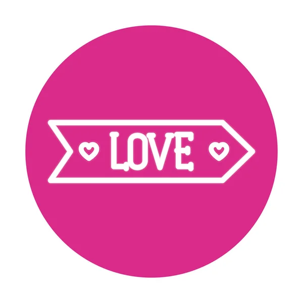 Love label on pink background — 스톡 벡터
