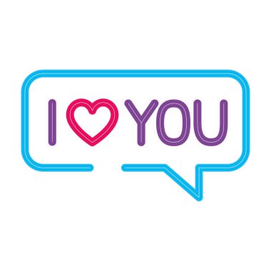 Beyaz arkaplanda neon ışıklı konuşma balonu