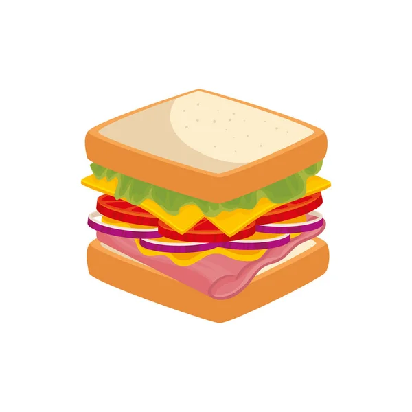 Délicieux sandwich nourriture icône isolée — Image vectorielle