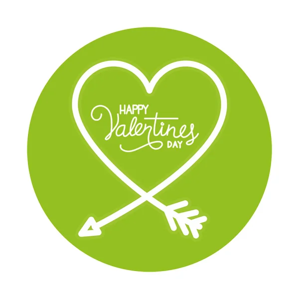 Heureuse étiquette de la Saint-Valentin sur fond vert — Image vectorielle