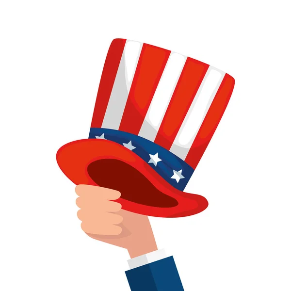 Isolated hand holding usa hat vector design — 스톡 벡터