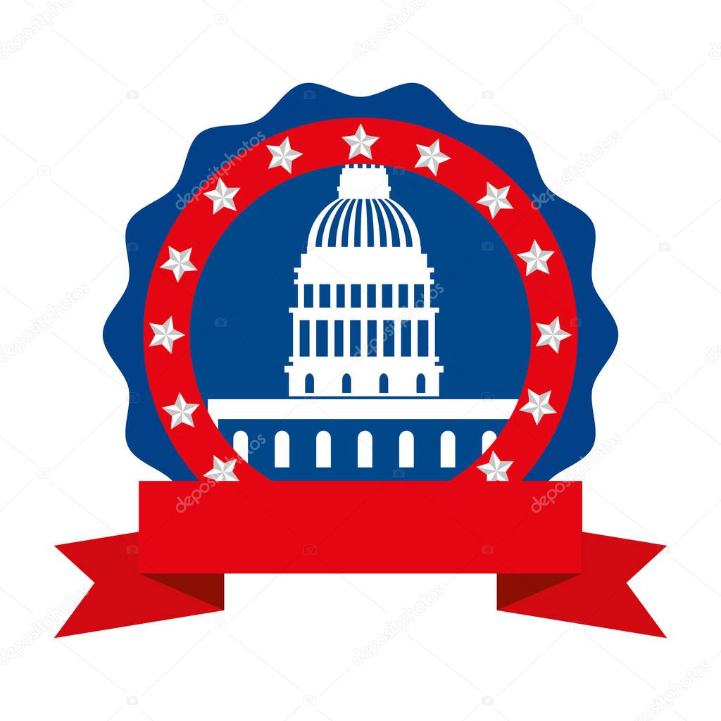 Isolated usa capitol inside seal stamp vector design