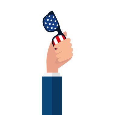 ABD gözlük vektör tasarımını tutan tek el.