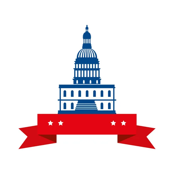 Geïsoleerde usa capitol en lint vector ontwerp — Stockvector