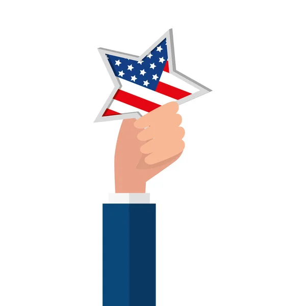 Рука тримає США зірковий прапор Векторний дизайн — стоковий вектор
