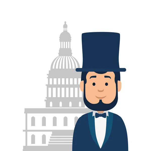 Isolated usa president man and capitol vector design — 스톡 벡터