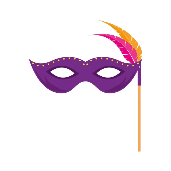 Geïsoleerde Mardi gras masker met veren vector ontwerp — Stockvector