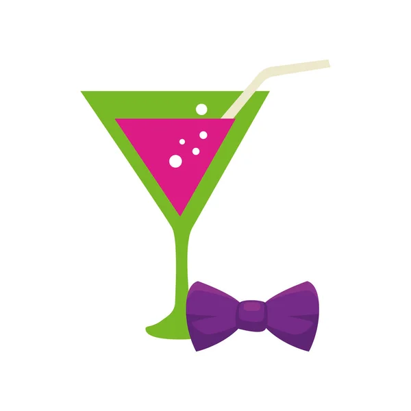 Isolerad mardi gras cocktail och bowtie vektor design — Stock vektor