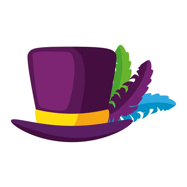 Isolated mardi gras hat with feathers vector design — 스톡 벡터