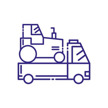 Isolated tractor over pickup car vehicle vector design