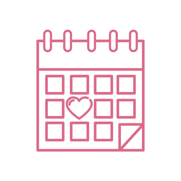 Corazón aislado dentro del diseño de vectores de calendario — Vector de stock